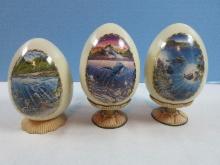 3 Collector Danbury Mint Porcelain Egg Collection by Robert Lyn Nelson Splendors of The Sea