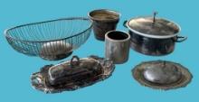 Assorted Silver Plate Kitchen Items: Butter