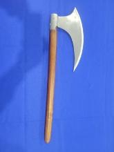 Replica Battle Ax Replica battle ax, wooden handle and measures 27"l ong, marked Pakistan