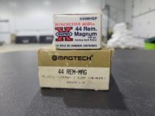 .44 Rem Mag Ammo Two full boxes and partial box of .44 Rem mag ammo, Winchester is full box of 20 an