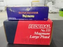 Magnum Pistol Primers Two boxes of magnum pistol primers, one box of Winchester, that is 1000 total,