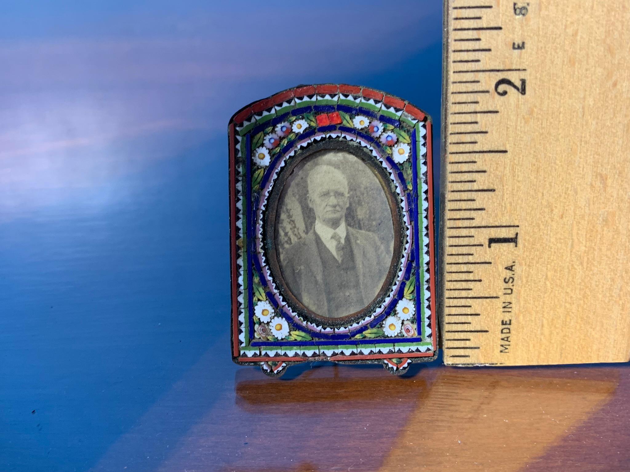 Vintage Zippo Corinthian Blue Table Lighter, Vintage Micro Mosaic Picture Frame with Photo,