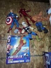 Iron Man, Thing, Captain America, & Thor Action Figures w/ Fantastic 4 Light Up Human Torch in Box